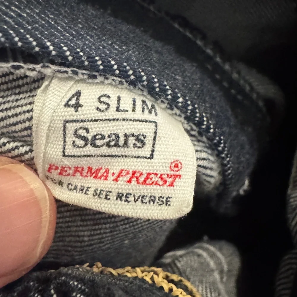 Vintage Sears Toughskins Jeans Size 4 Slim Dark Wash Denim‎ Flare Leg Kids